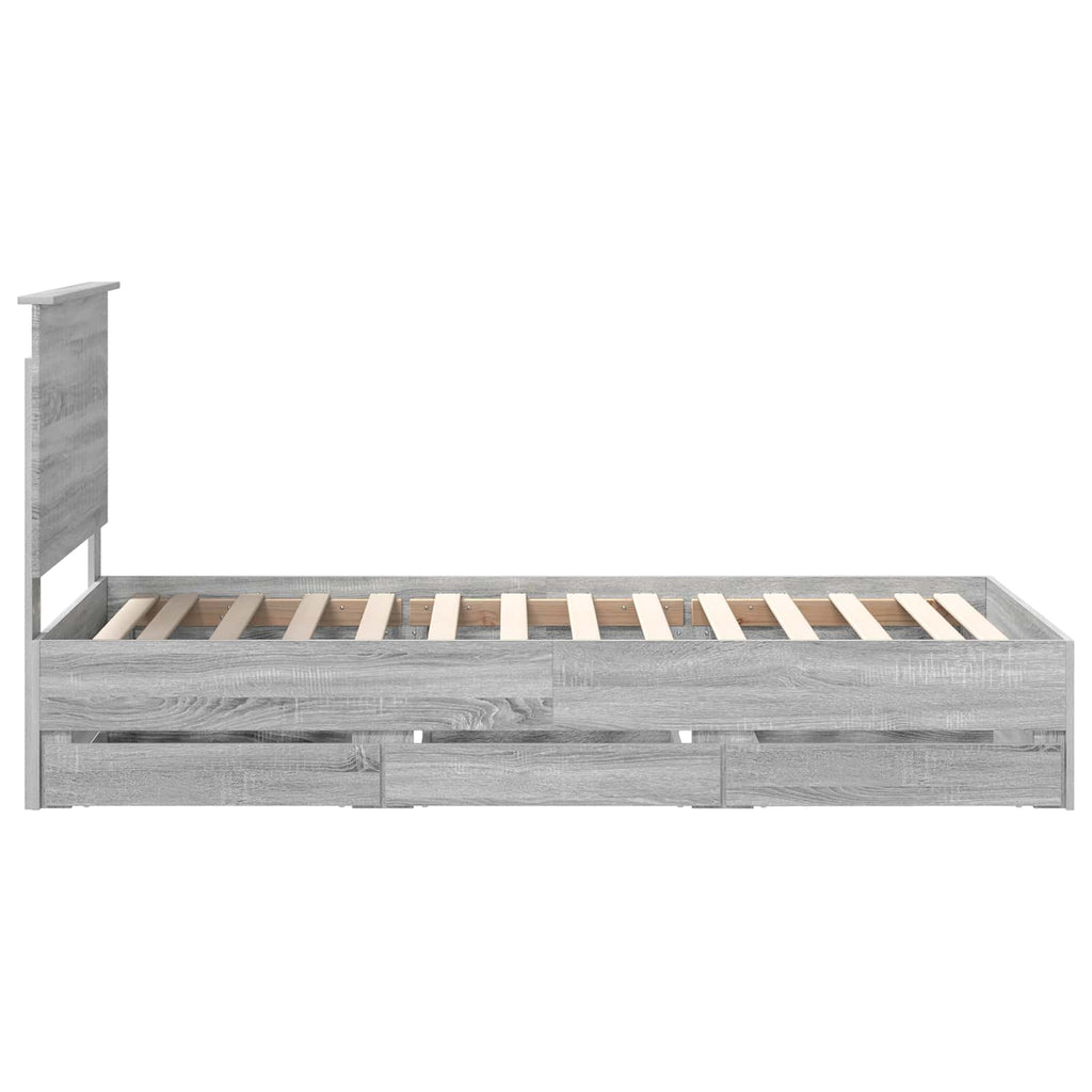 Bed Frame with Drawer Grey Sonoma 90 x 200 cm Engineer Wood