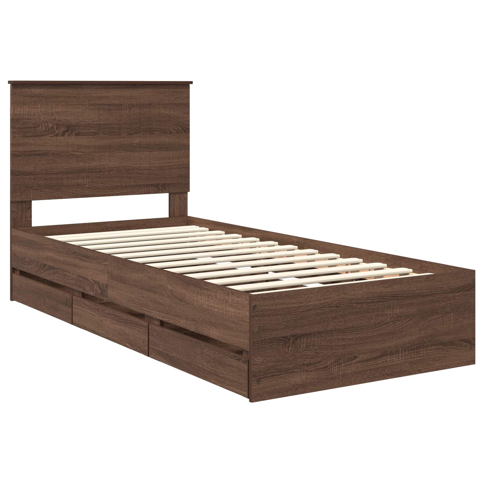 Bed Frame with Drawer Brown Oak 90 x 200 cm Engineer Wood