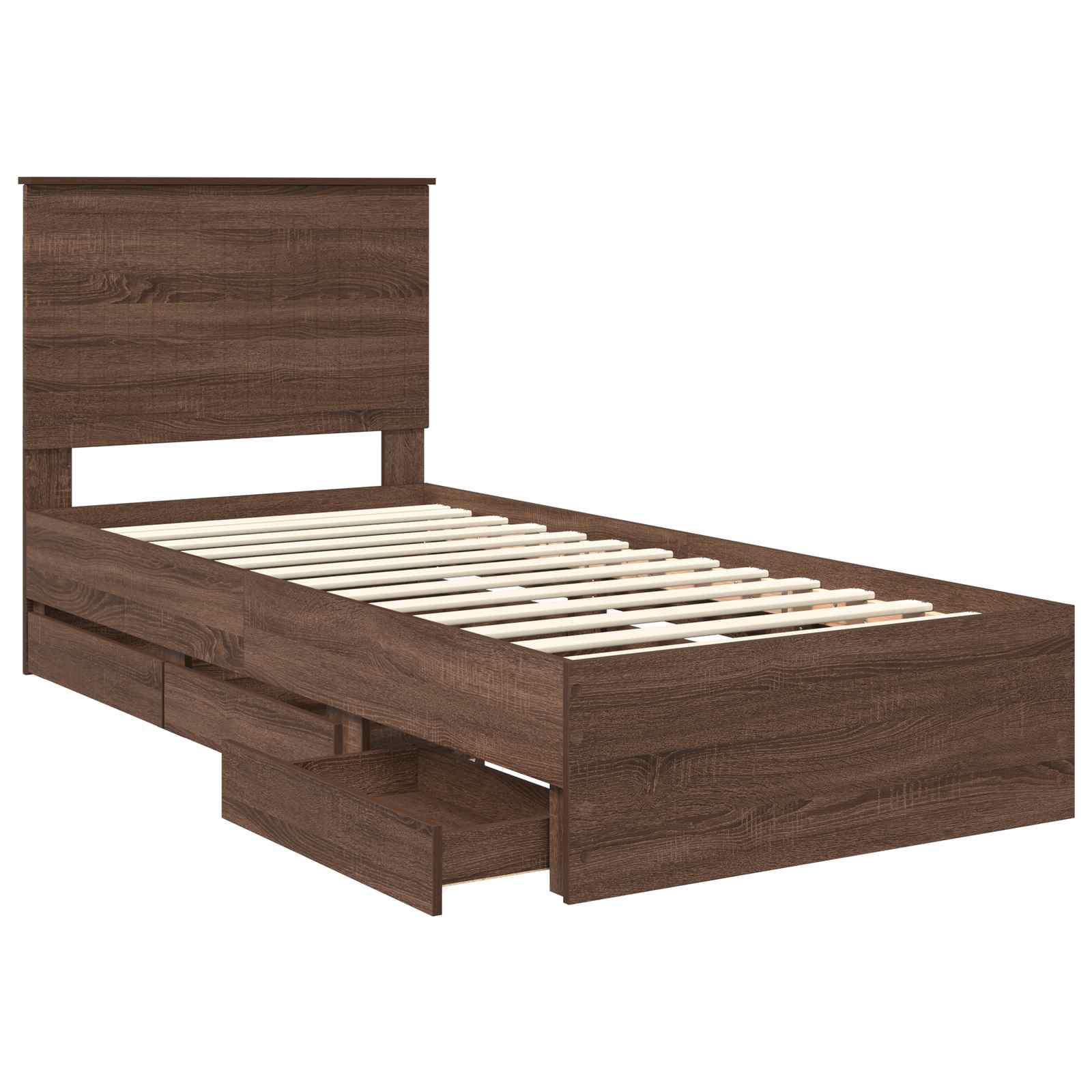 Bed Frame with Drawer Brown Oak 90 x 200 cm Engineer Wood