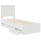 Bed Frame with Drawer White 75 x 190 cm Engineer Wood