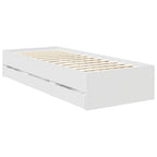 Bed Frame with Drawer White 75 x 190 cm Engineer Wood