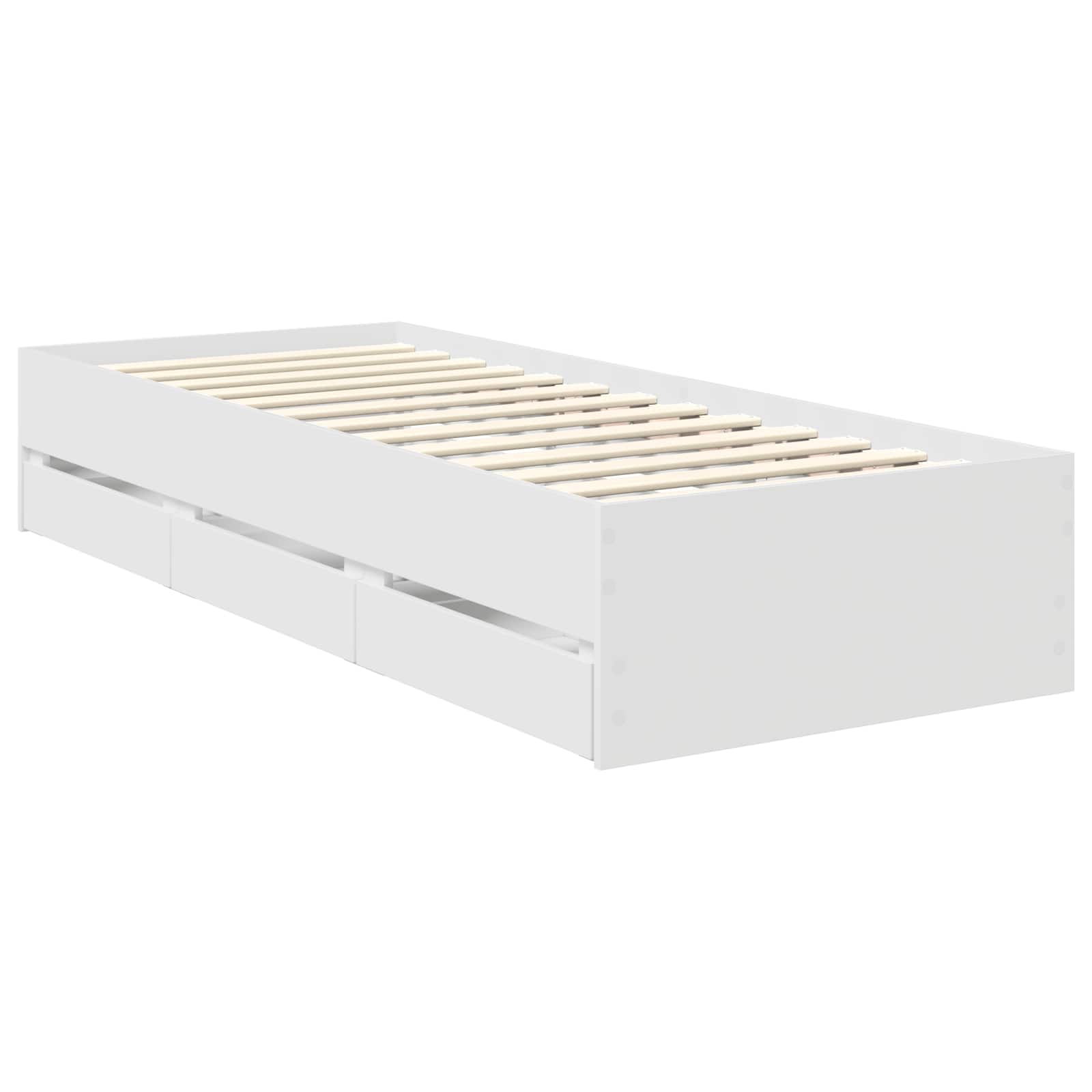 Bed Frame with Drawer White 75 x 190 cm Engineer Wood