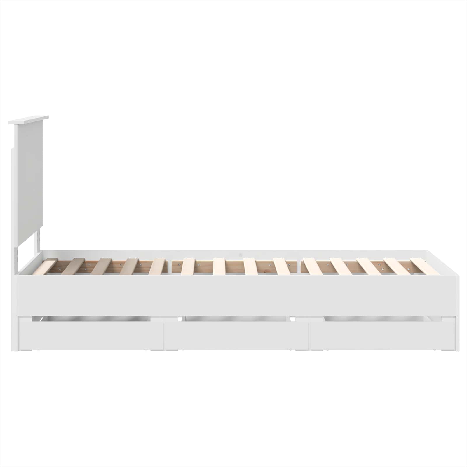 Bed Frame with Drawer White 75 x 190 cm Engineer Wood