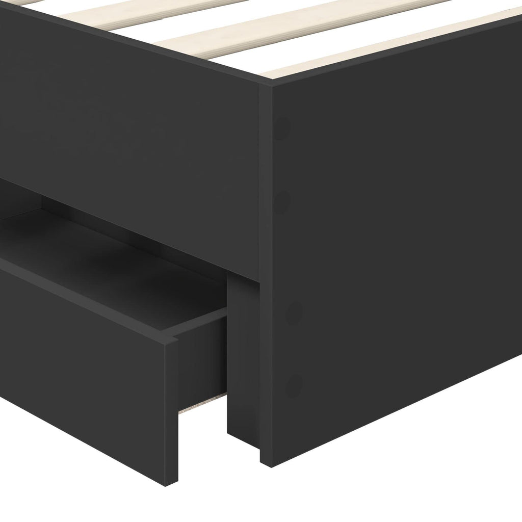 Bed Frame with Drawer Black 75 x 190 cm Engineer Wood