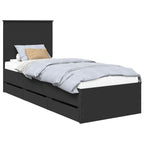 Bed Frame with Drawer Black 75 x 190 cm Engineer Wood