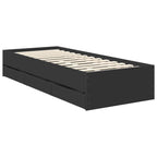 Bed Frame with Drawer Black 75 x 190 cm Engineer Wood