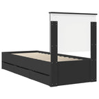 Bed Frame with Drawer Black 75 x 190 cm Engineer Wood