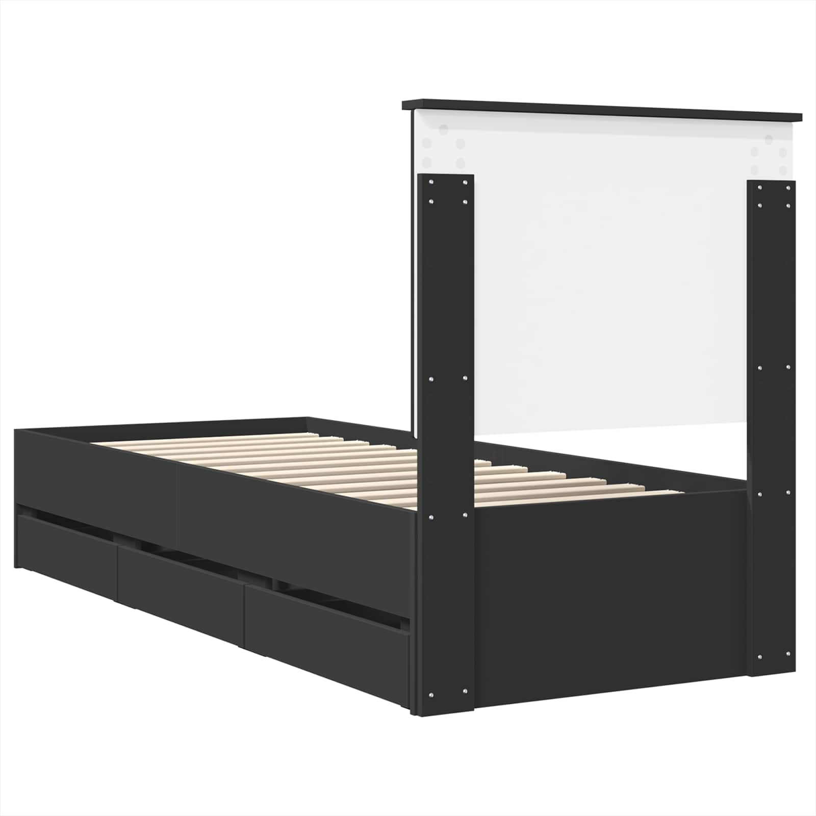 Bed Frame with Drawer Black 75 x 190 cm Engineer Wood