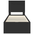 Bed Frame with Drawer Black 75 x 190 cm Engineer Wood