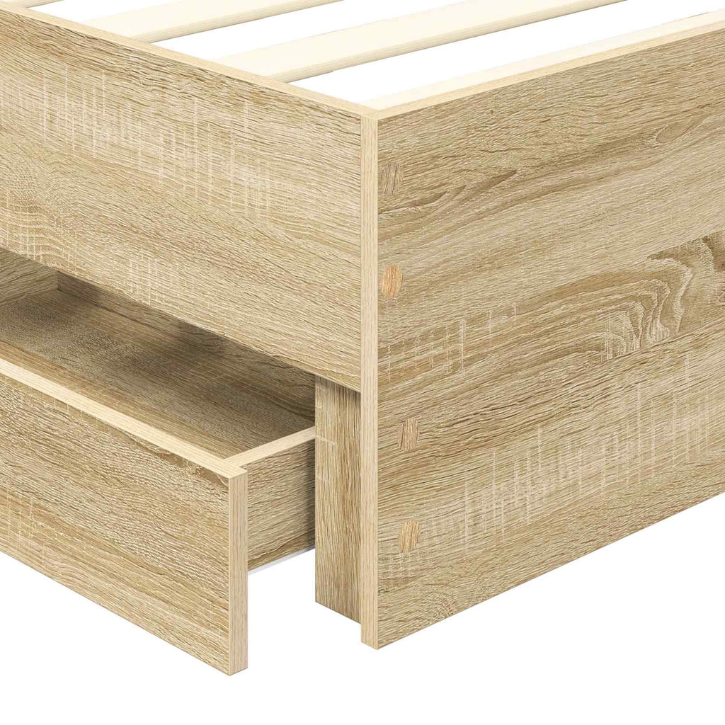 Bed Frame with Drawer Sonoma Oak 75 x 190 cm Engineer Wood