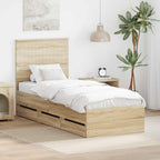 Bed Frame with Drawer Sonoma Oak 75 x 190 cm Engineer Wood