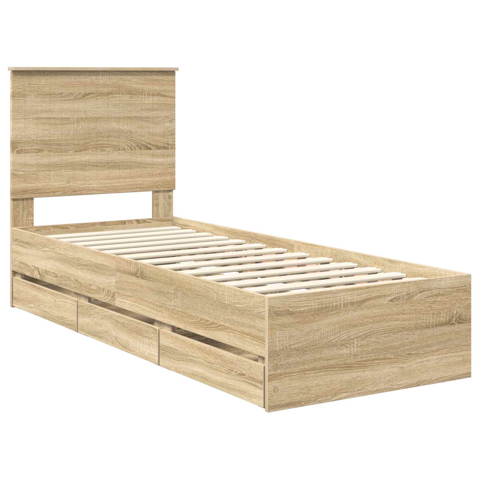 Bed Frame with Drawer Sonoma Oak 75 x 190 cm Engineer Wood
