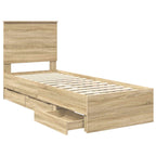 Bed Frame with Drawer Sonoma Oak 75 x 190 cm Engineer Wood