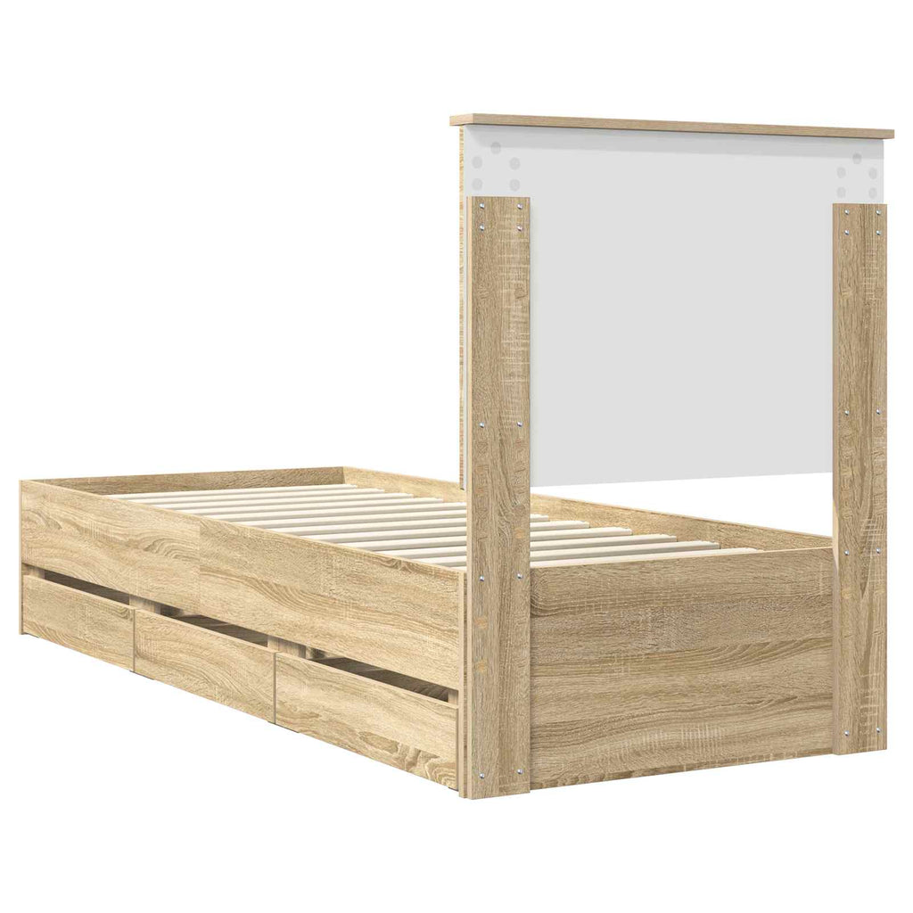 Bed Frame with Drawer Sonoma Oak 75 x 190 cm Engineer Wood