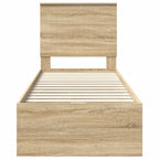 Bed Frame with Drawer Sonoma Oak 75 x 190 cm Engineer Wood