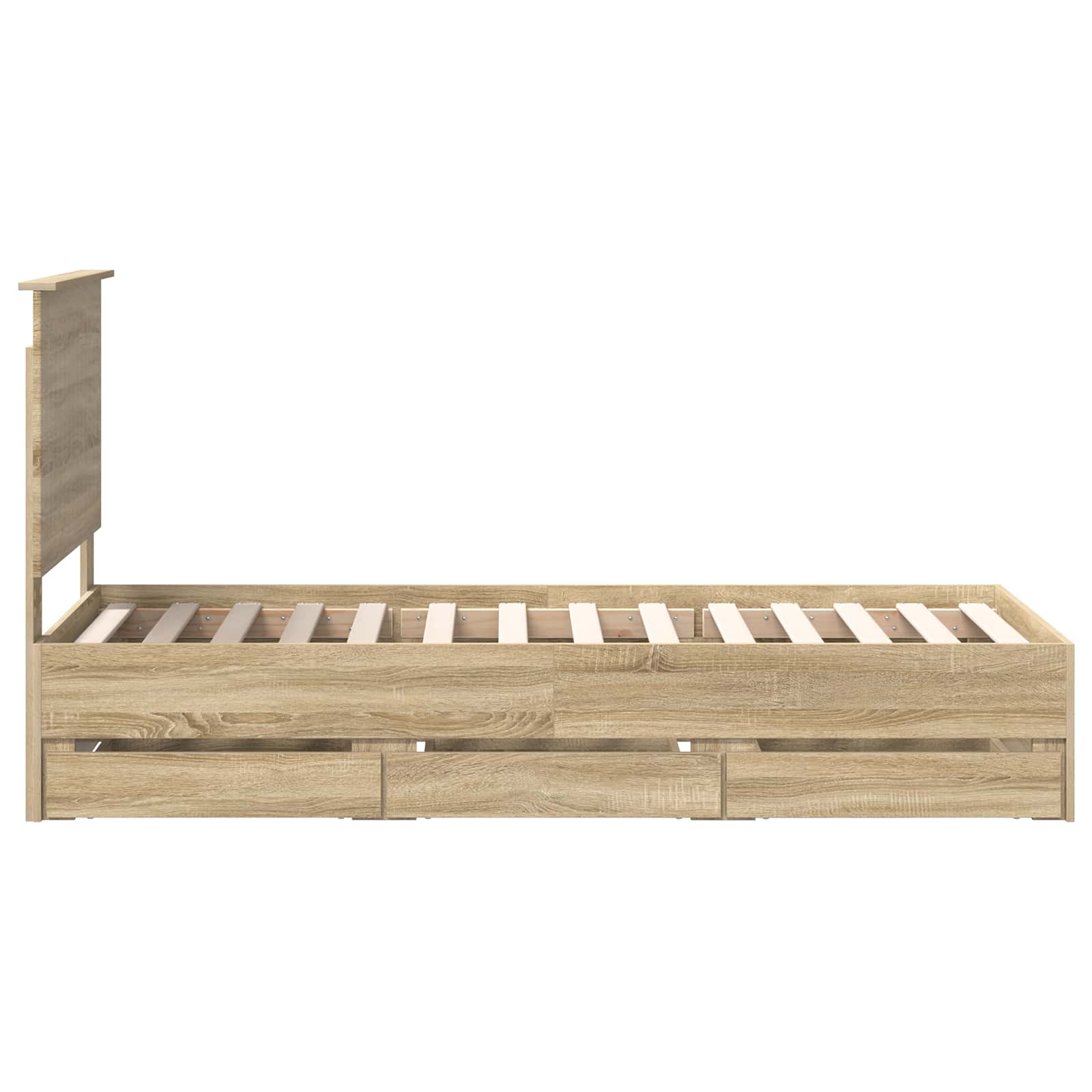 Bed Frame with Drawer Sonoma Oak 75 x 190 cm Engineer Wood