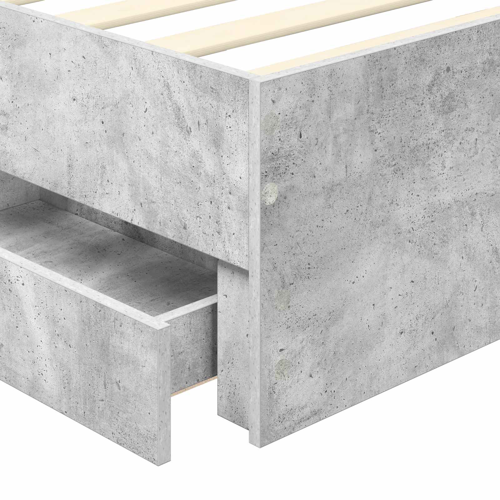 Bed Frame with Drawer Concrete Grey 75 x 190 cm Engineer Wood