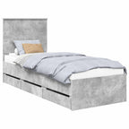 Bed Frame with Drawer Concrete Grey 75 x 190 cm Engineer Wood