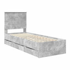 Bed Frame with Drawer Concrete Grey 75 x 190 cm Engineer Wood
