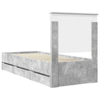 Bed Frame with Drawer Concrete Grey 75 x 190 cm Engineer Wood
