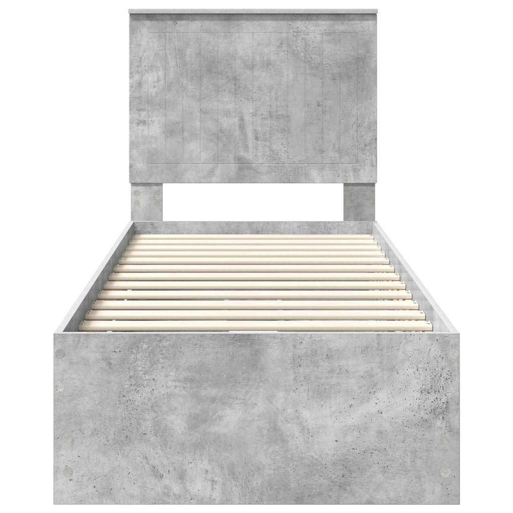 Bed Frame with Drawer Concrete Grey 75 x 190 cm Engineer Wood