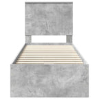 Bed Frame with Drawer Concrete Grey 75 x 190 cm Engineer Wood