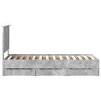 Bed Frame with Drawer Concrete Grey 75 x 190 cm Engineer Wood