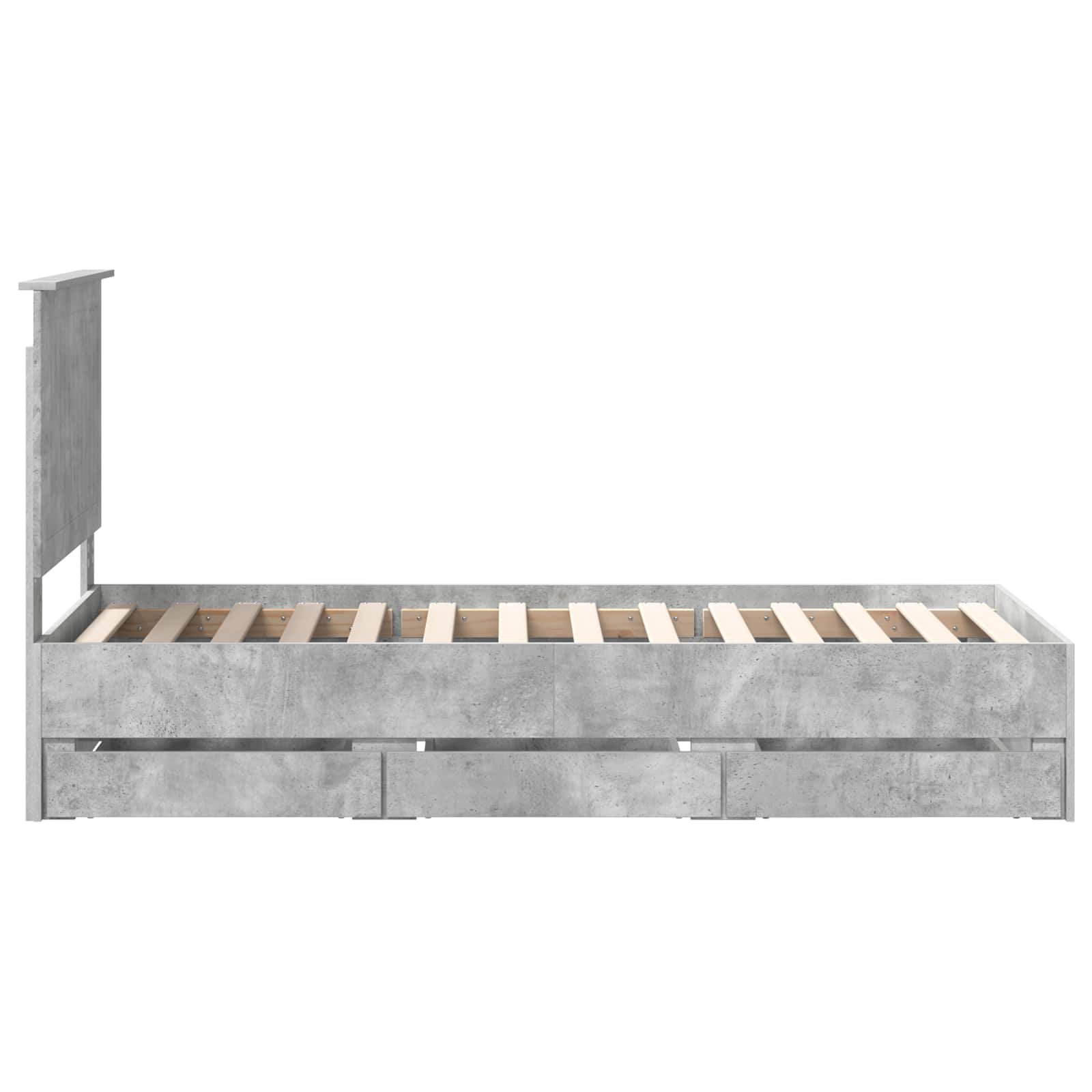 Bed Frame with Drawer Concrete Grey 75 x 190 cm Engineer Wood