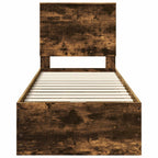 Bed Frame with Drawer Smoked Oak 75 x 190 cm Engineer Wood