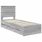 Bed Frame with Drawer Grey Sonoma 75 x 190 cm Engineer Wood