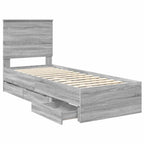 Bed Frame with Drawer Grey Sonoma 75 x 190 cm Engineer Wood