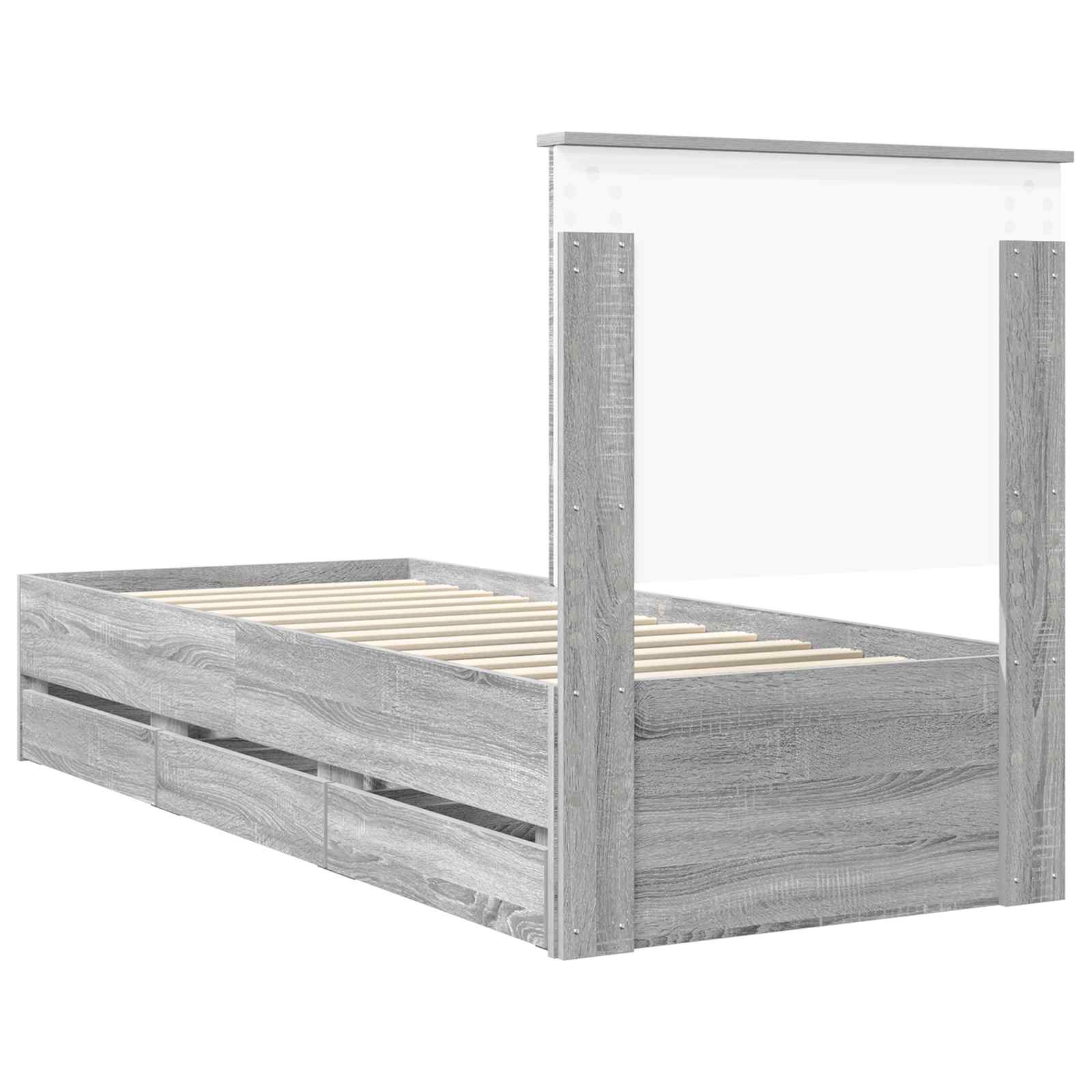 Bed Frame with Drawer Grey Sonoma 75 x 190 cm Engineer Wood