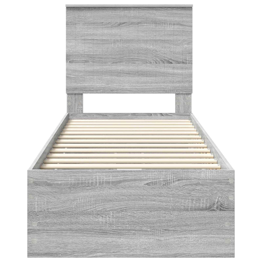 Bed Frame with Drawer Grey Sonoma 75 x 190 cm Engineer Wood