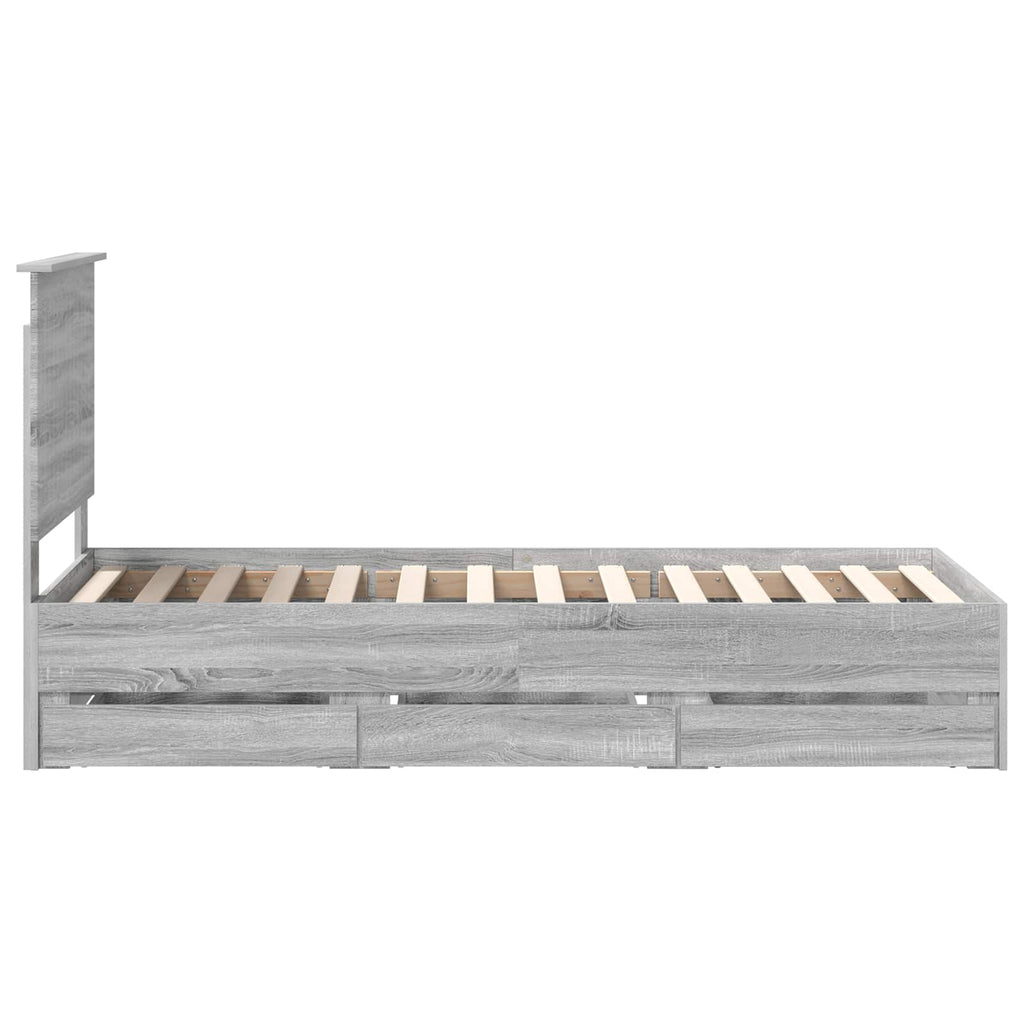 Bed Frame with Drawer Grey Sonoma 75 x 190 cm Engineer Wood