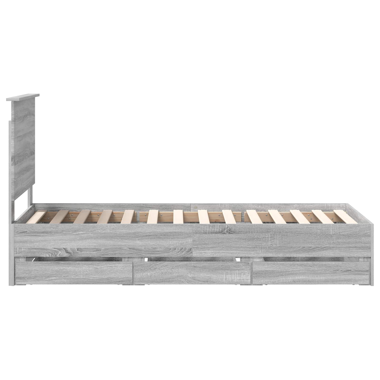 Bed Frame with Drawer Grey Sonoma 75 x 190 cm Engineer Wood