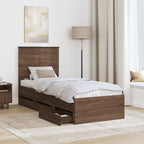Bed Frame with Drawer Brown Oak 75 x 190 cm Engineer Wood