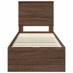 Bed Frame with Drawer Brown Oak 75 x 190 cm Engineer Wood