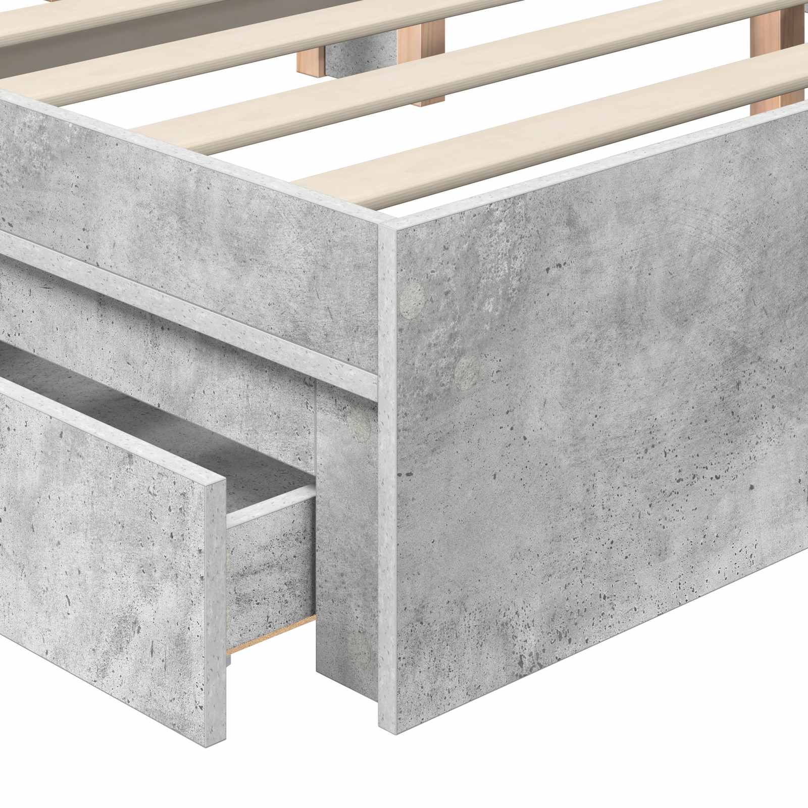 Storage Bed Concrete Grey 150 x 200 cm Engineered Wood