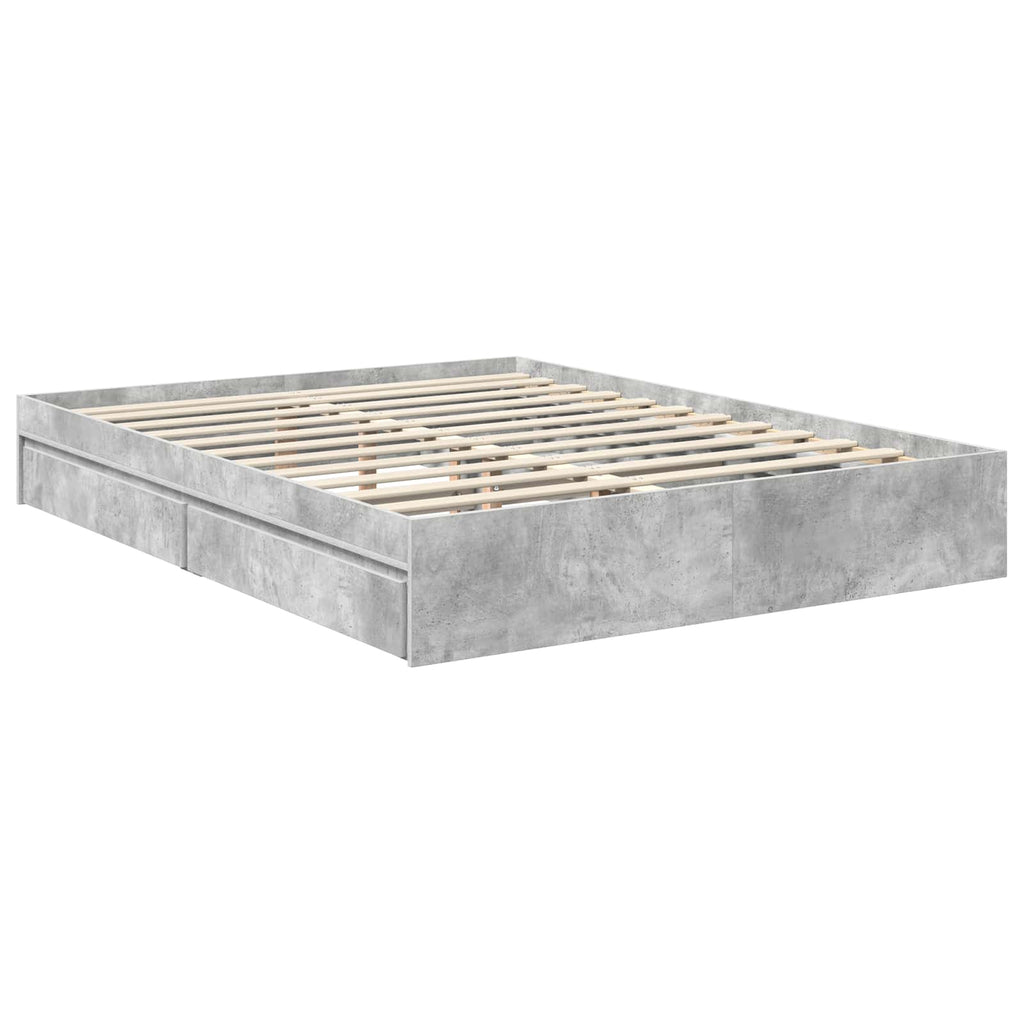 Storage Bed Concrete Grey 150 x 200 cm Engineered Wood