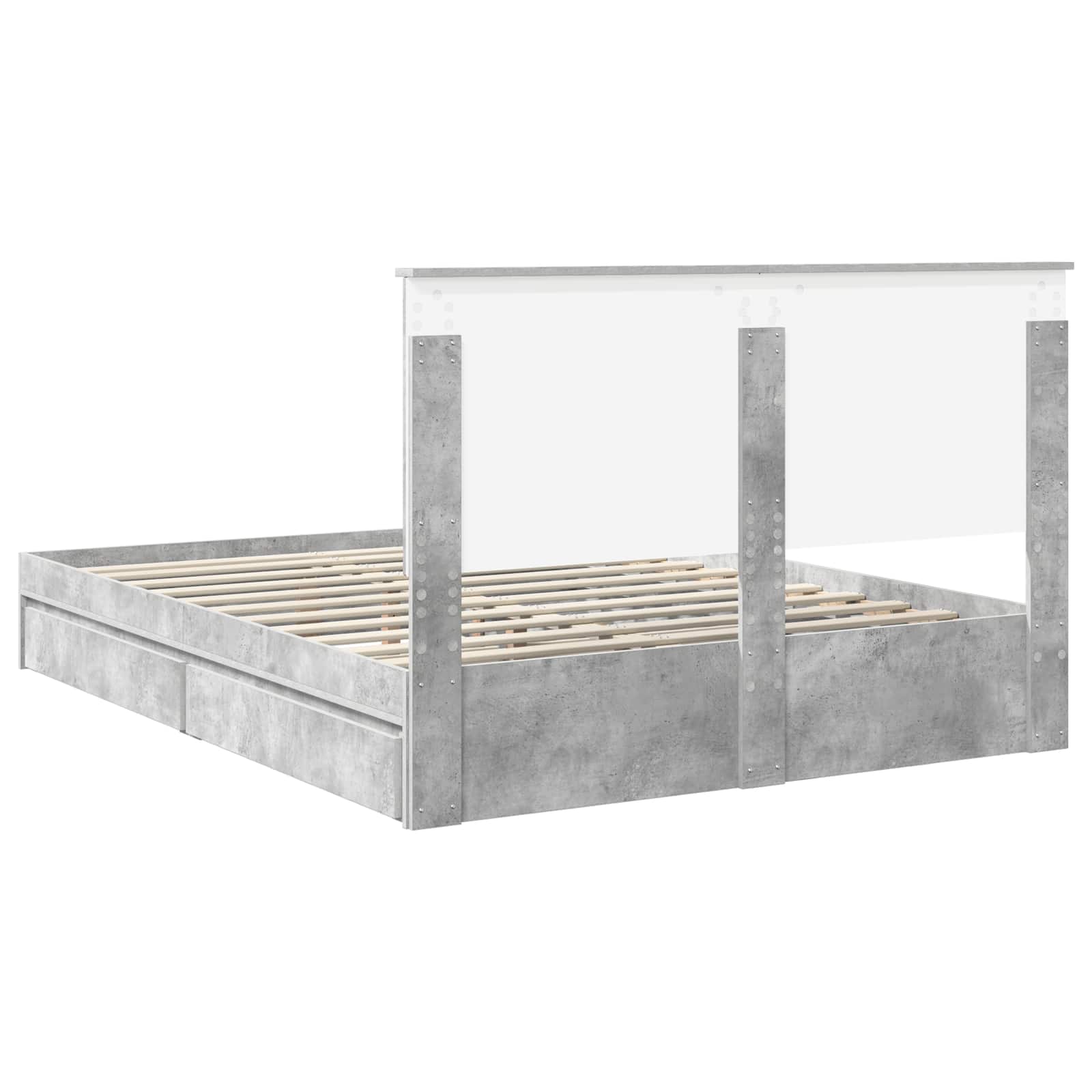 Storage Bed Concrete Grey 150 x 200 cm Engineered Wood