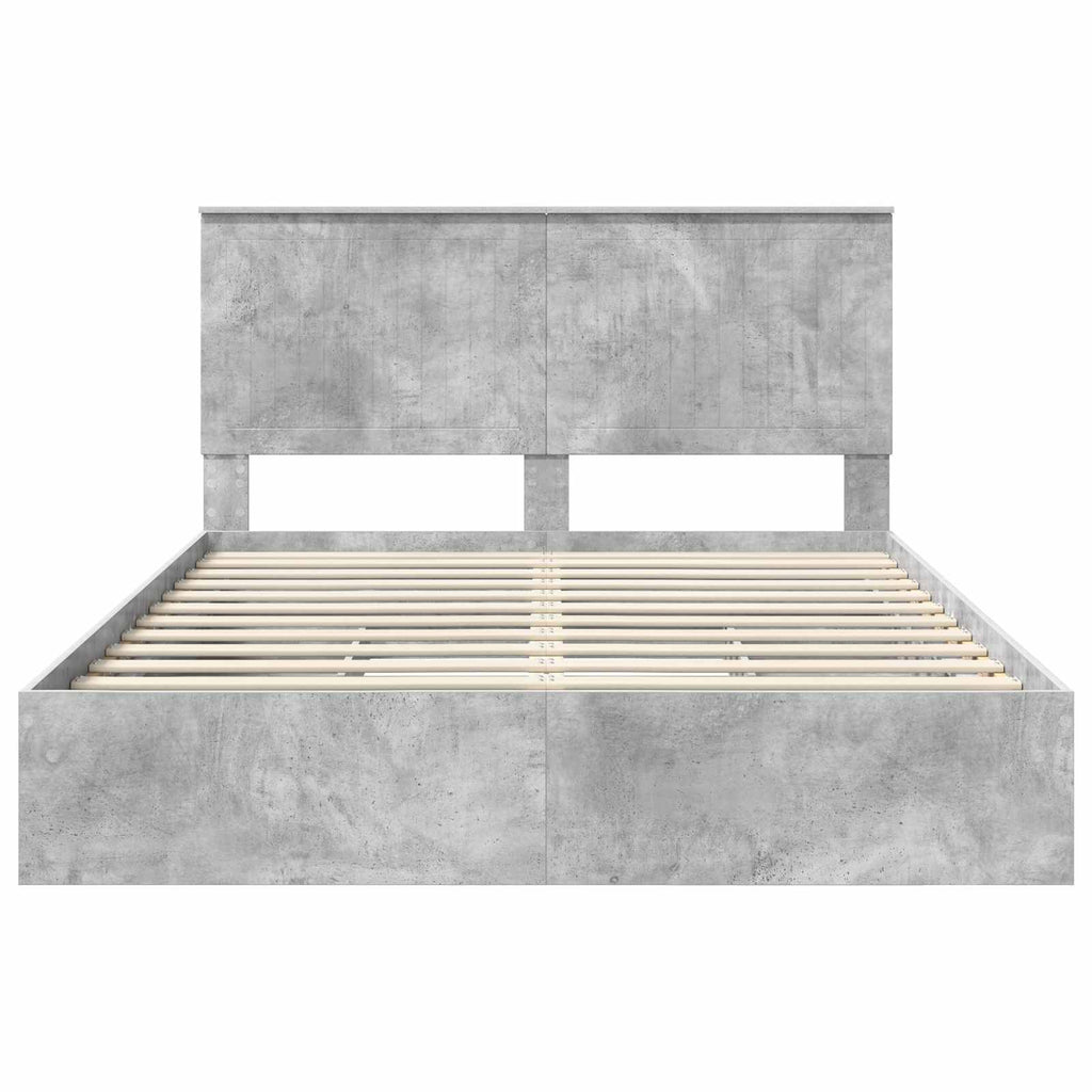 Storage Bed Concrete Grey 150 x 200 cm Engineered Wood