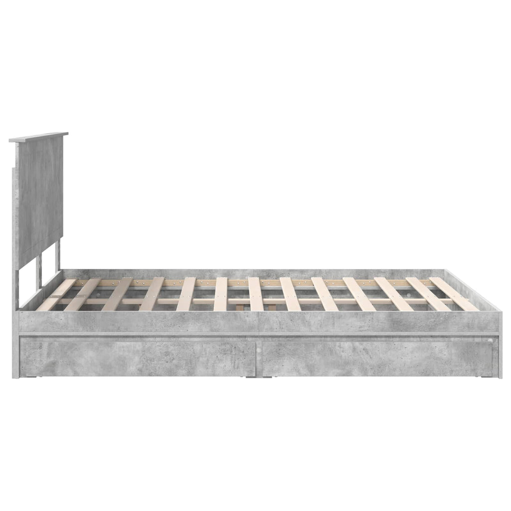 Storage Bed Concrete Grey 150 x 200 cm Engineered Wood