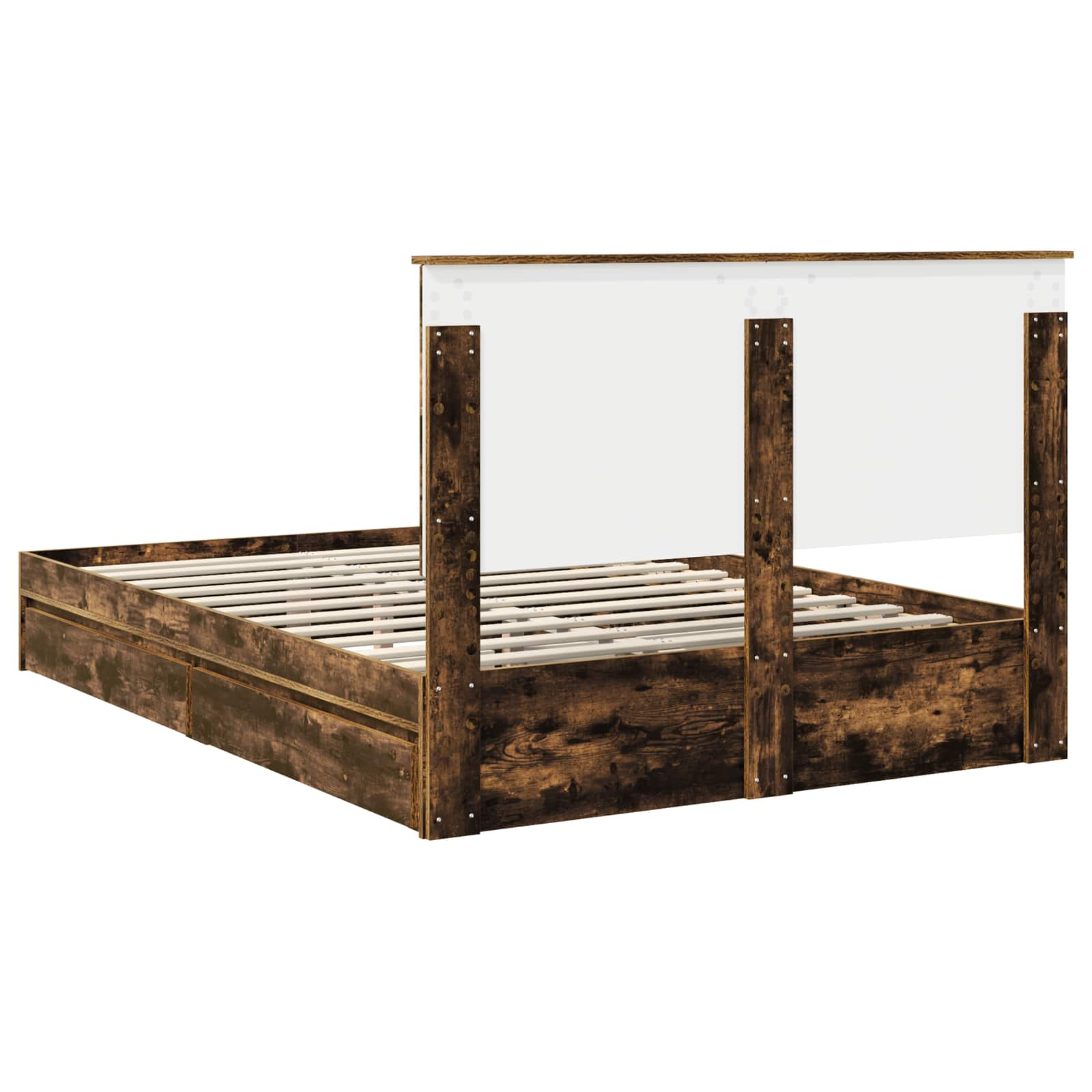 Storage Bed with Drawer Smoked Oak 140 x 200 cm Engineered Wood