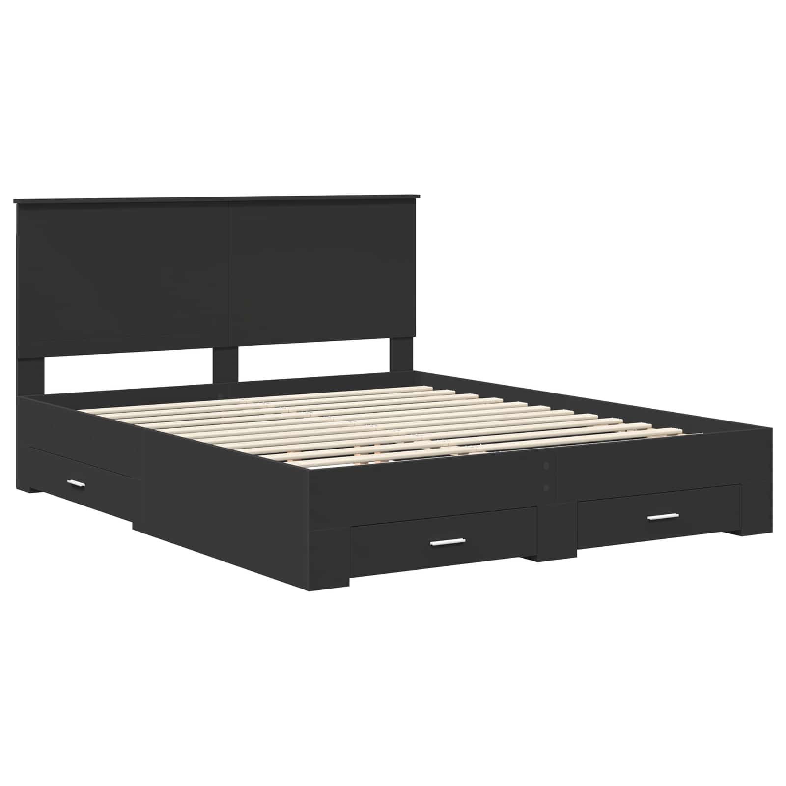 Bed Frame with Headboard Black 160 x 200 cm Engineered Wood