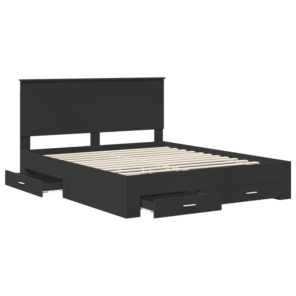 Bed Frame with Headboard Black 160 x 200 cm Engineered Wood