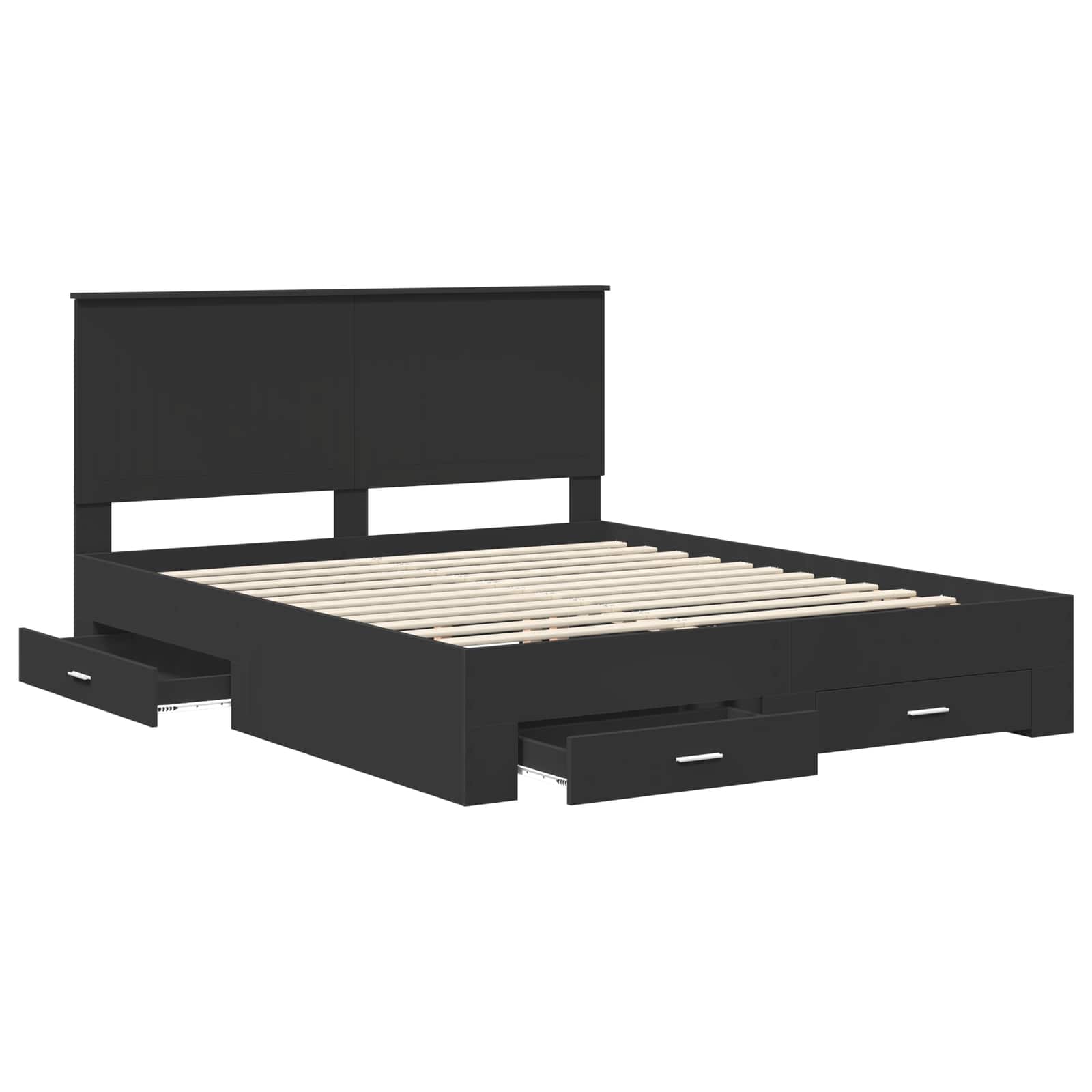 Bed Frame with Headboard Black 160 x 200 cm Engineered Wood