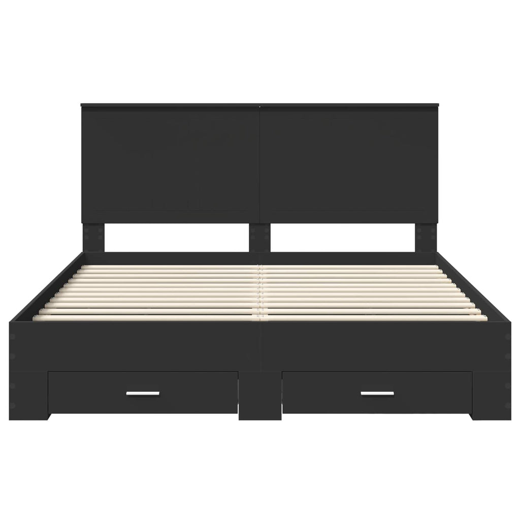 Bed Frame with Headboard Black 160 x 200 cm Engineered Wood