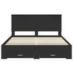 Bed Frame with Headboard Black 160 x 200 cm Engineered Wood