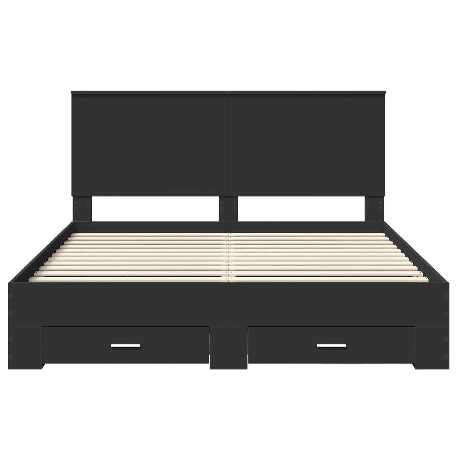 Bed Frame with Headboard Black 160 x 200 cm Engineered Wood
