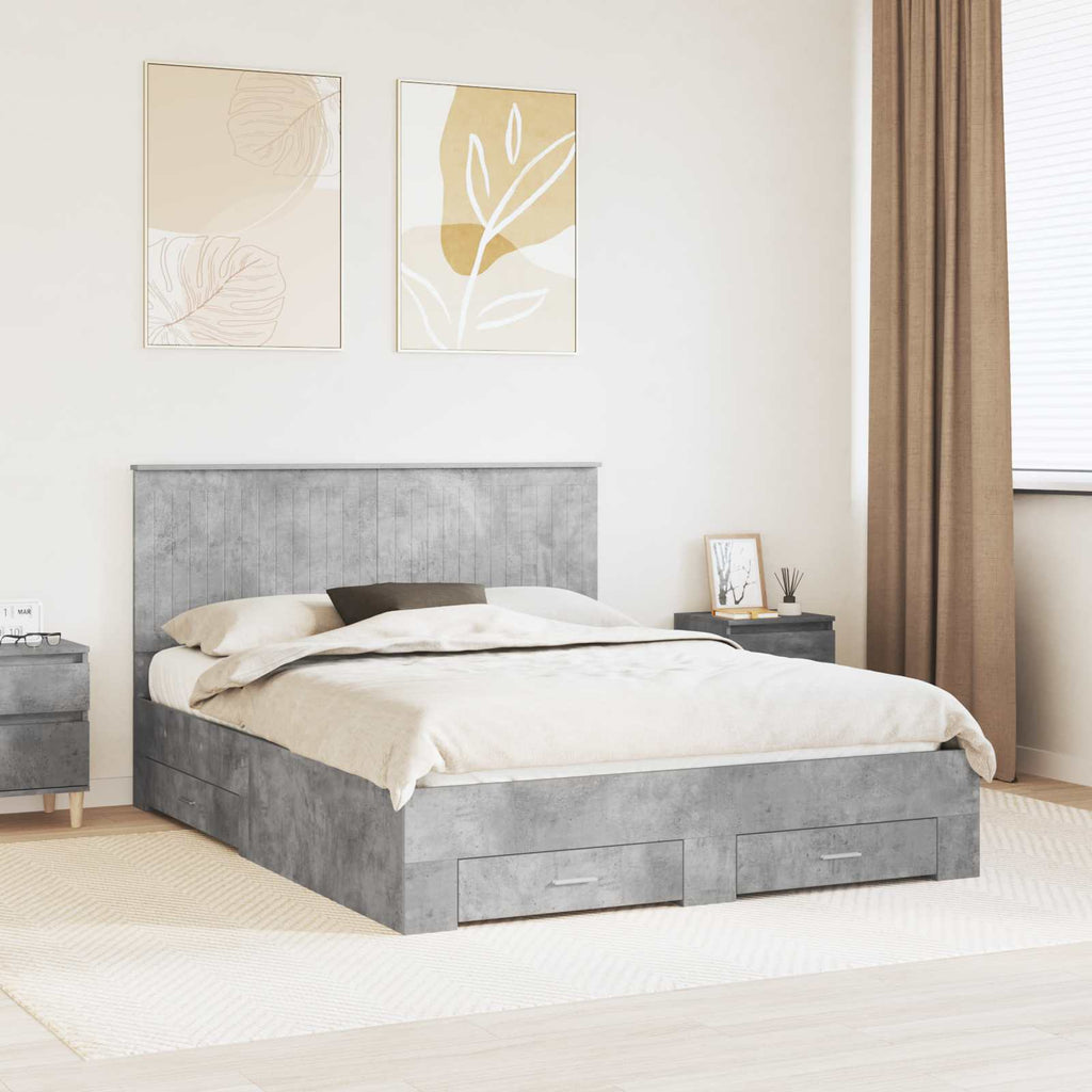 Bed Frame Concrete Grey 150 x 200 cm Engineered Wood